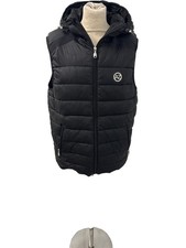 Alessandro Zavetti Black Quilted Hooded Gilet Puffer Size S T2350 RNV600