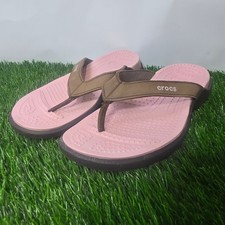 Crocs sz 6 Pink Brown Flip