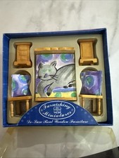 Vintage De-Luxe Wood Miniature Doll House Furniture PMS 5pc Set 1996 Rare