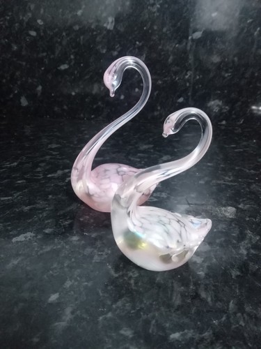 Vintage heron glass - glass, iridescent