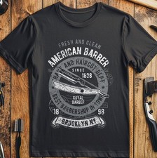 American Barber Razor Blade T-Shirt Bear and Moustache Lover T-Shirt