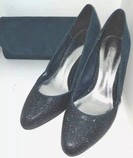 ROLAND CARTIER TEAL TURQUOISE GREEN SUEDETTE SHIMMER SHOES & BAG UK 4 EU 37