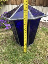 Arts and Crafts Heavy Leaded Police Station Blue Glass Porch Hall Lantern Light