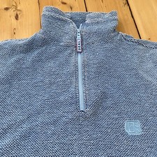 Mens Deal Quarter Zip Up Cotton Sweatshirt Blue Macaroni Small Yachting Top