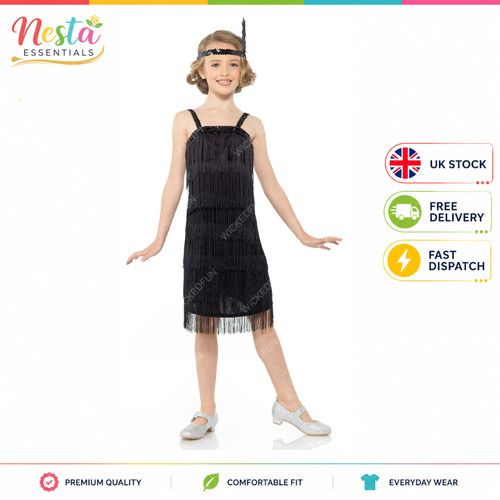 Girls black flapper - black, costume