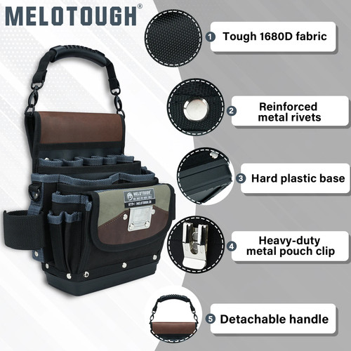 Hard bottom tool pouch - hard, belt