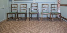 A Good Set of 5 Wavy Ladder Back Dining Chairs