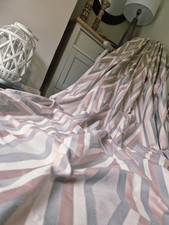 Dunelm 66x90" Diamond Jacquard Eyelet Curtains Pink Grey Lined LONG Patio Doors