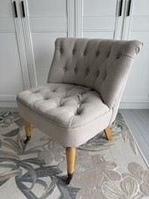 Small Occasional Button Back tub Chair Seat grey brass feet child/ adult bedroom