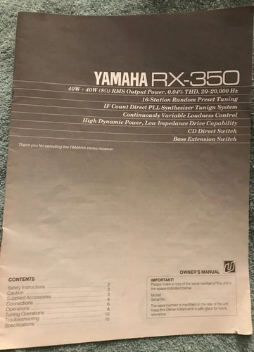 Yamaha 350 receiver - rx-350,