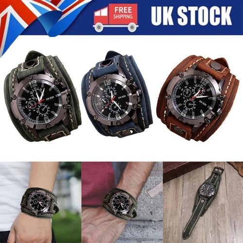 Wide leather vintage watch - wide,