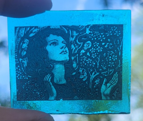 Stained glass lady kiln - stained, fired