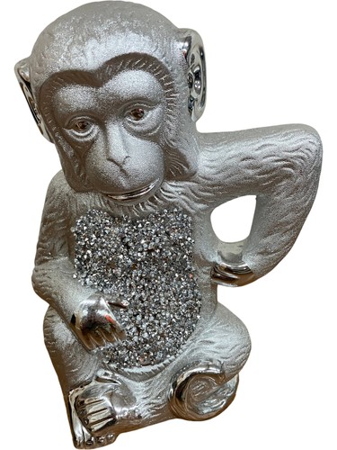 Silver monkey figurine - monkey,
