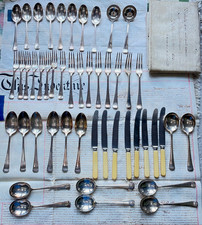 Antique JW&Co Ltd A1 Silver Plated EPNS English Sheffield 48 Piece Cutlery Set