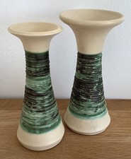 Vintage Knights Tintagel Studio Pottery Green textured vase x 2