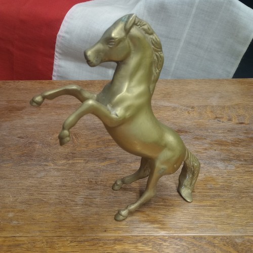 Vintage brass horse rearing - brass,