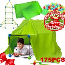 175Pcs Kids Construction Fort Building Kit Castles 3D Play House Tent Child Toys