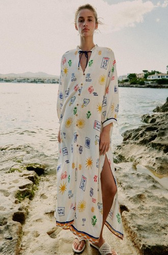Zara long printed dress size - zara,