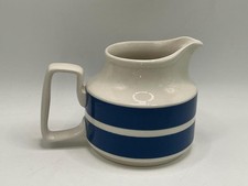 VINTAGE BLUE & WHITE JUG FOR MILK, CUSTARD, SAUCE  4.25” TALL - MADE IN ENGLAND