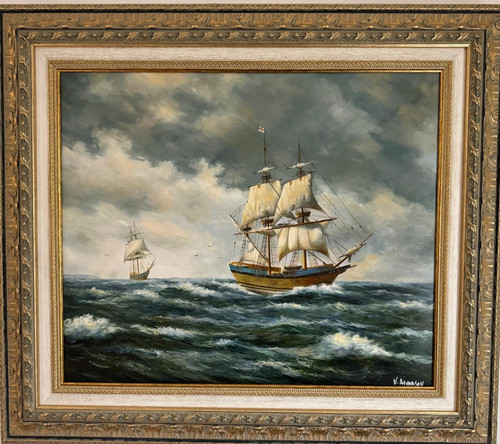 Large vintage maritime - , oil