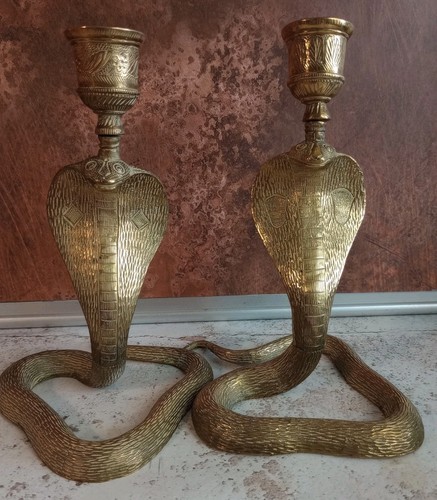 Pair vtg brass candlesticks - vtg,