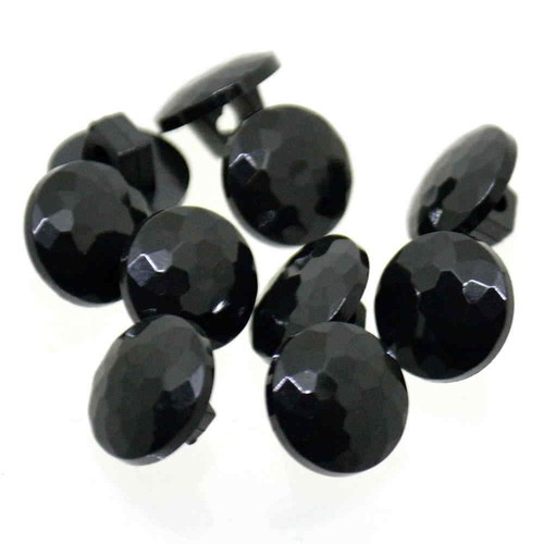 Black faceted sewing shank - black,
