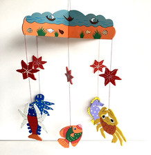 Wooden Sea Creatures hanging Mobile - starfish, seahorse, octopus etc - fab item
