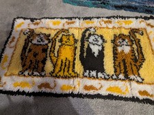 Hand Crafted Latch Hook Rug Cat Design