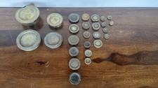26 VINTAGE & ANTIQUE BRASS VARIOUS STACKING  WEIGHTS  4lb- 1lb 4oz-2oz-1oz 1/2oz