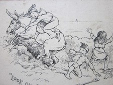 Two Charming Antique Childrens Illustration Drawings c.1900