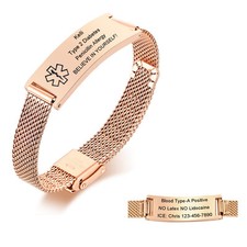 Personalized Medical Alert ID Bracelet Emergency Bangle Wristband Waterproof