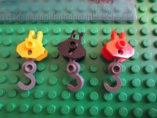 Lego Technic Construction 3 x Crane HOOK with towball hinge - Black Red & Yellow