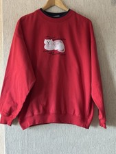 Vintage . Cottage Core . Red . Appliqué Cat Sweater Size 14/16