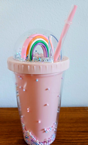 Pink plastic tumbler with - pink, lid
