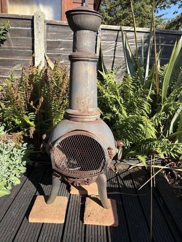 Black metal outdoor chiminea - outdoor,