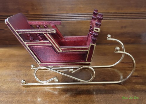 Vintage red wooden sleigh - vintage,