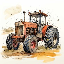 WATERCOLOUR CLASSIC TRACTOR  WALL ART PICTURE CANVAS POSTER PRINT TRACTOR 5