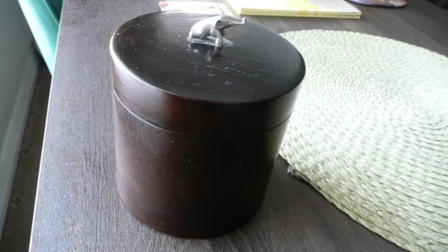 Vintage cylindrical wooden box - vintage,