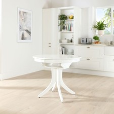 Hudson Round Extending Dining Table, 90-120cm, White Wood