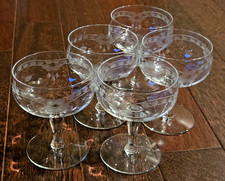 Vintage Etched Coupe Glasses