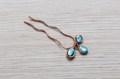 Antique copper hair - bun, fork