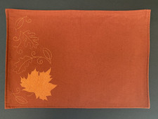 Autumn-Themed Embroidered Fabric Rectangular Place Mats - Set of 5 -Nice