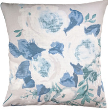 Handmade Cushion Cover in Next Teal Grey Vintage Roses 16"