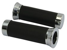 PAIR OF RETRO STYLE SCOOTER FOAM GRIPS CHROME ENDS LAMBRETTA VESPA GRIPS