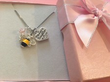 Cute Bumble bee children adult heart charm necklace n gift box choose charm 