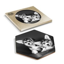 1 x Hexagon Coaster - BW -