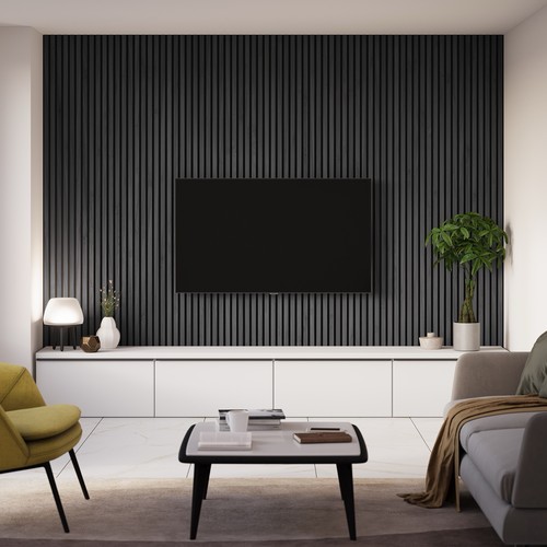 Black acoustic wall panel - acoustic,