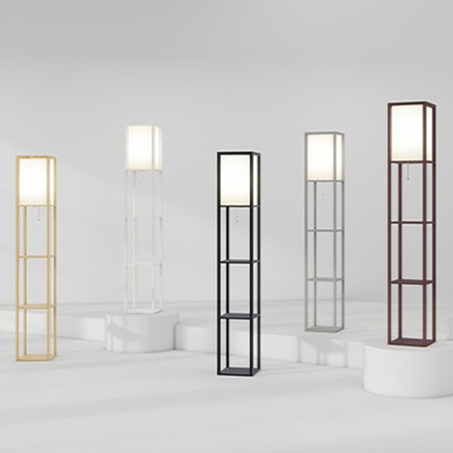 Led floor lamp - wooden, 3-tier