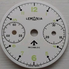 Lemania  - Military Dial for Chrono Cal. 2220  - 30mm diameter - Vintage 