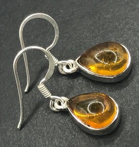 Amber pear drop earrings - pear, solid